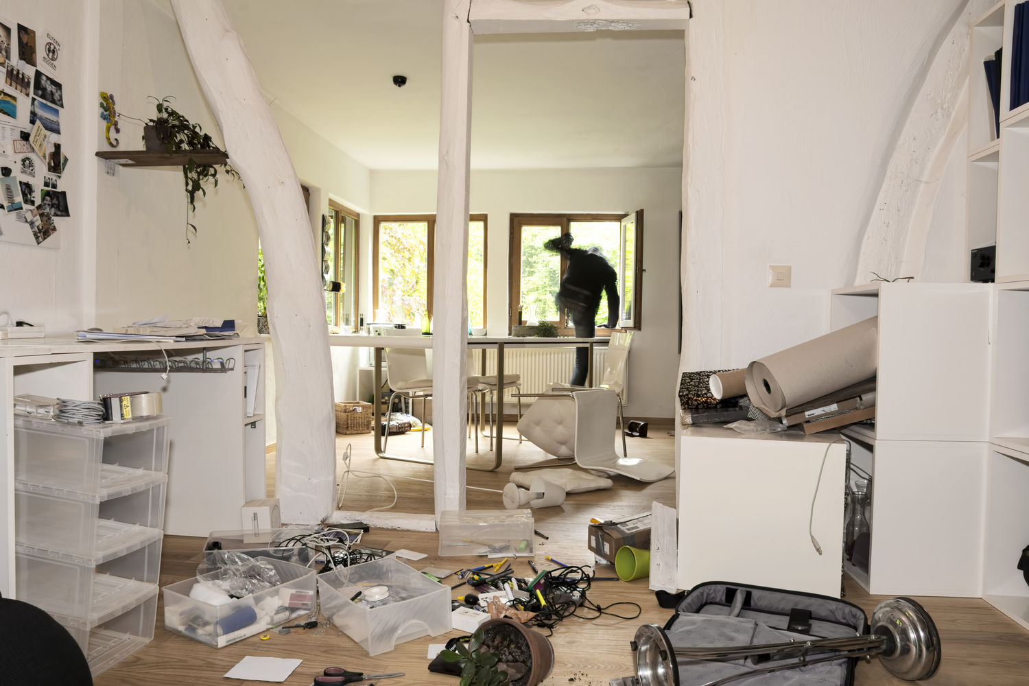 Damaged home interior prepared for professional restoration work